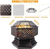 Parrilla de Jardín Hexagonal Exterior 30'' con Lámina de Acero a Prueba de Fuego para Carbón y Brasero Tipo de Fuente de BBQ: Carbón Estilo de Acabado Electroestático - details 7