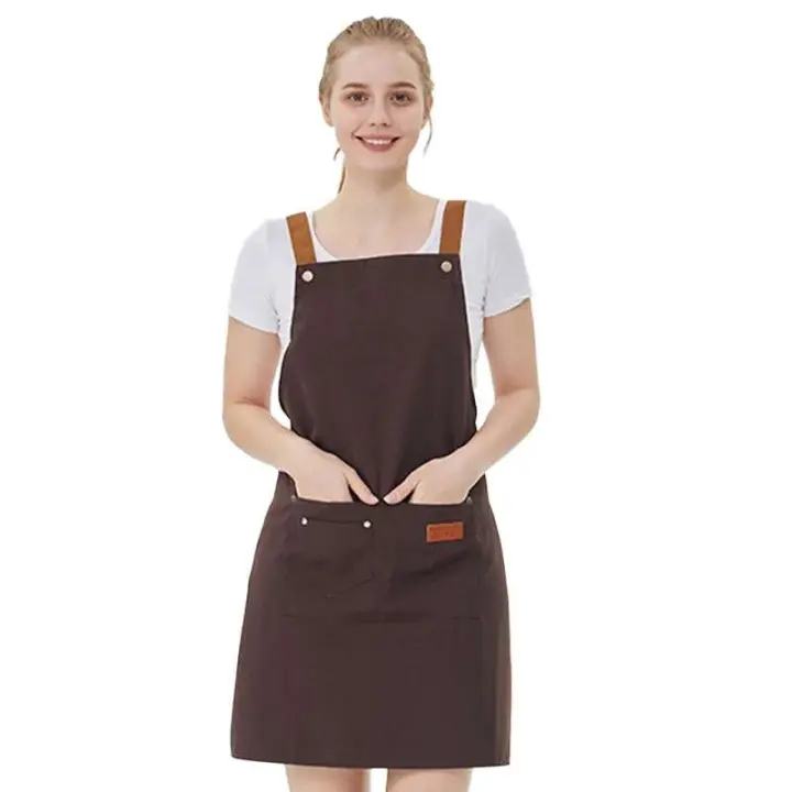 Agua Cocina Unisex con Bolsillos Limpieza Restaurante Camarero Trabajo Delantal Rist Bubble Tea Shop Pinafore - 1