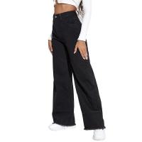 Pantalones vaqueros de cintura alta para mujer, pantalones de pierna ancha informales de moda retro en negro - details 2