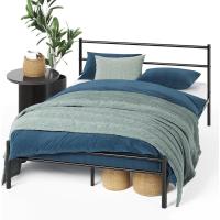 Cama Geraldine 135x190 cm - Altura 30cm - Marco de la cama de plataforma de metal con cabecero y piecero - Negro - details 0