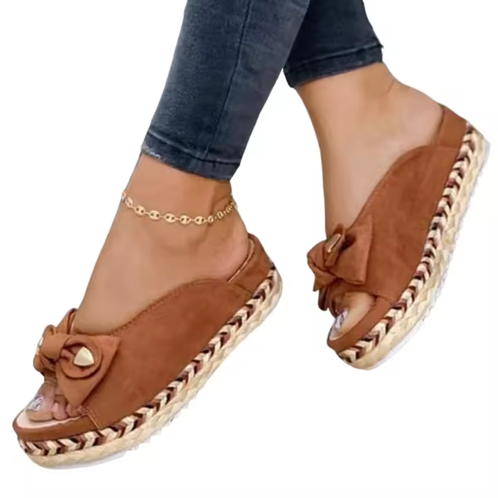 Sandalias elegantes de verano para mujer, zapatos sin cordones con diseño de lazo, regalo de Navidad para el Día de San Valentín - 1