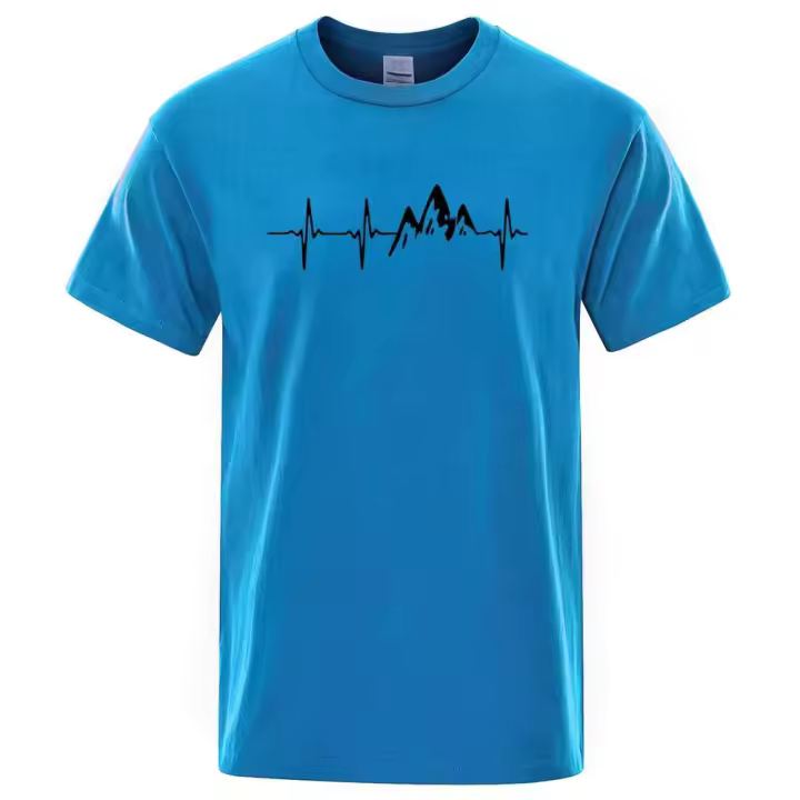 Camiseta de verano para hombre con electrocardiograma estilo urbano manga corta moda Haruku - 1