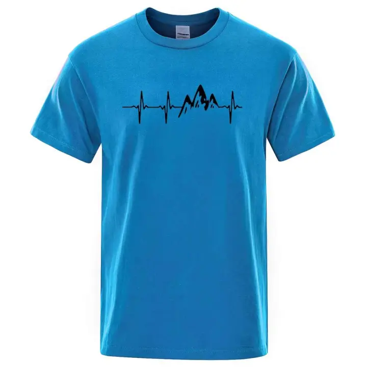 Camiseta de verano para hombre con electrocardiograma estilo urbano manga corta moda Haruku - 1