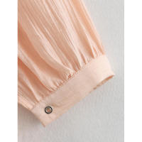 OUWU- Blusa para mujer, camisas y blusas primavera 2025, blusas holgadas de manga larga, blusas con cordones, cuello redondo, blusas elegantes de moda para mujer - details 10