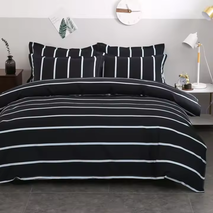 Tela de fibra avanzada para ropa de cama, juego de tres piezas con patrón bonito y Simple, no daña la piel, adecuado para las cu - 1