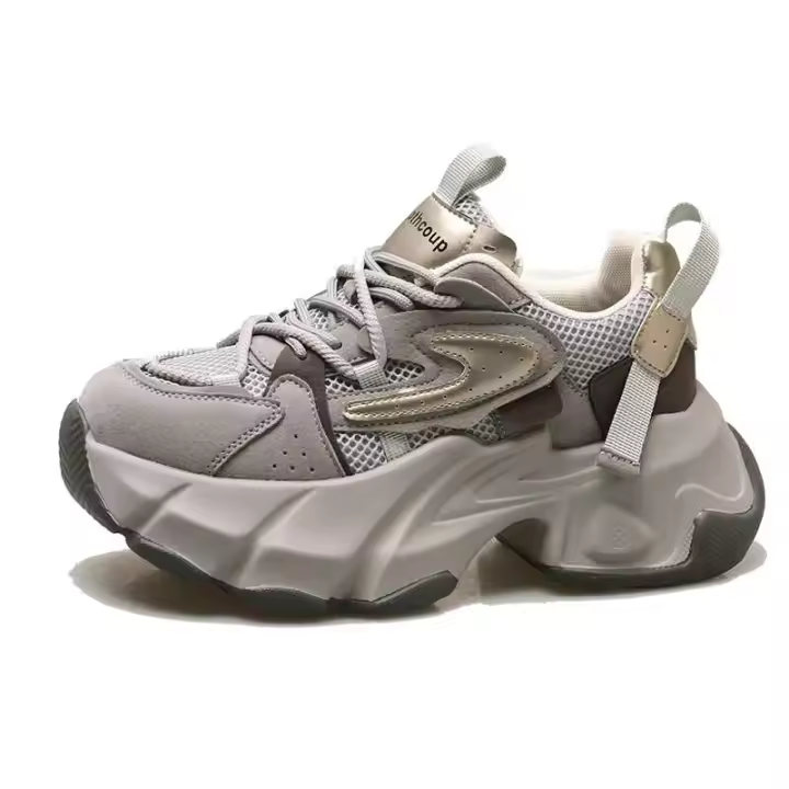 Zapatos deportivos de primavera para mujer, Zapatillas con tacón de cuña, ligeras, informales y transpirables, con aumento de altura - 1