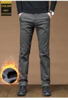 Pantalones informales gruesos de lana para hombre, nuevos pantalones cálidos rectos ajustados para invierno, pantalones informales de negocios para oficina, moda coreana para hombre - details 11