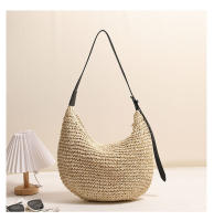 Bolso de paja de un solo hombro irregular de moda, bolso de playa para vacaciones, bolso versátil para mujeres - details 2