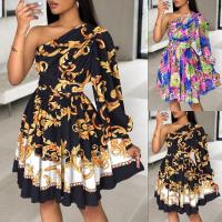 Vestido de mujer estampado con cintura y hombros descubiertos, cuello inclinado, nueva moda 2025 - details 0