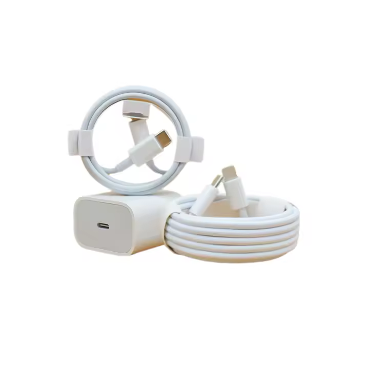 Adaptador de carga rápida de 20 W + cable de datos de 27 W, paquete de 2 cargadores blancos (Tipo-C) - 1