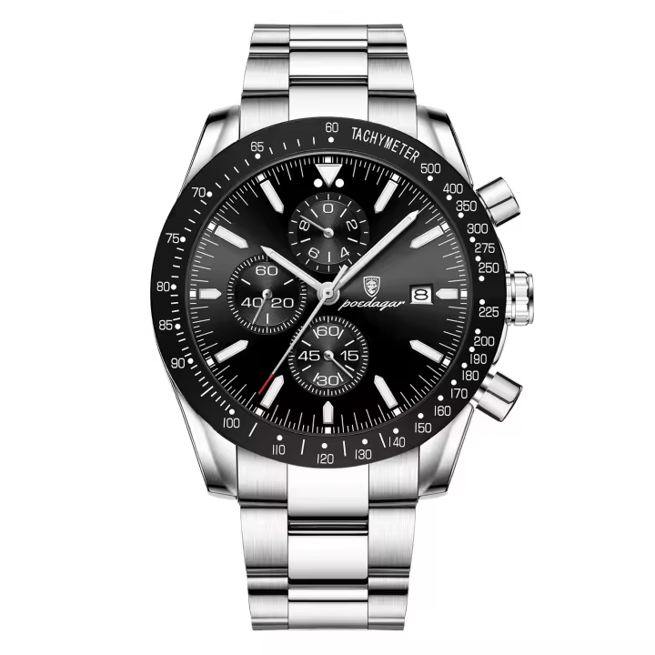 Reloj de cuarzo multifunción con correa de acero - 1