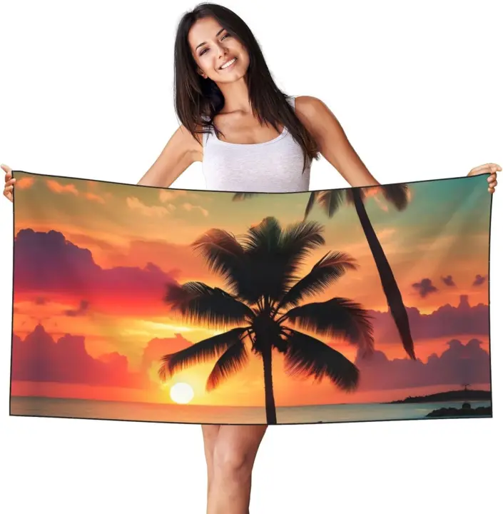 Toalla TRCAL con estampado de palmeras de playa, toalla de piscina para hotel Four Seasons, altamente absorbente, disponible en varios - 1