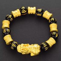 Pulsera de Obsidiana Pixiu Feng Shui Joyería de Dios Budista Amuleto de Buena Suerte para Hombres y Mujeres Joyería de Cinta de Bronce y Obsidiana Hecha en China - details 0