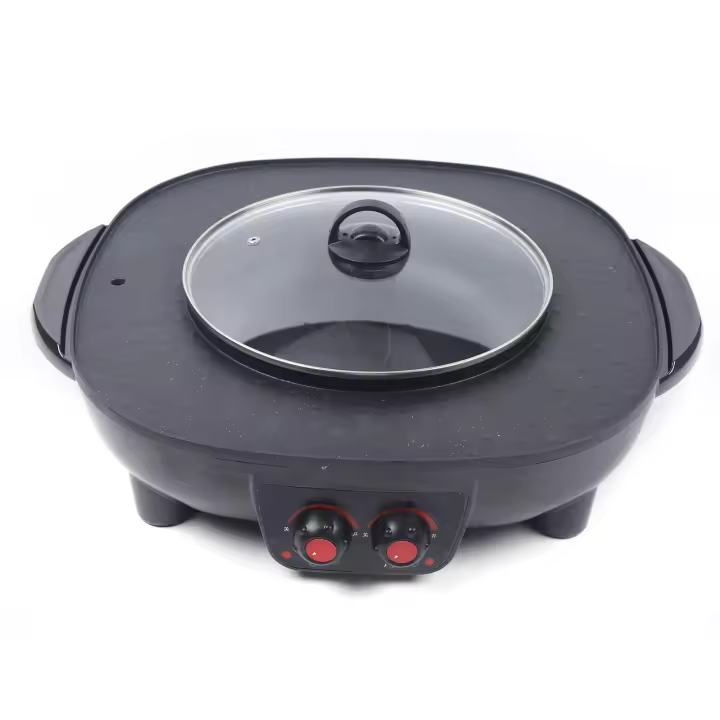 Juego multifuncional 2 en 1 de barbacoa y olla caliente, barbacoa interior con doble regulación de temperatura separada - 1