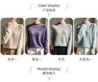 Suéter de cuello semialto para mujer, Otoño/Invierno, lana fina hilada, informal, tejido con cuentas para uñas, Tops, blusa de encaje splicieng versátil - details 2
