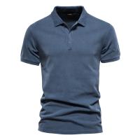 polos hombre manga corta ropa hombre 100% Algodón Color Sólido Polos para Hombre Pantalón Corto Casual Manga Turndown Camisas para Hombre Moda Streetwear Polos para Hombres - details 3