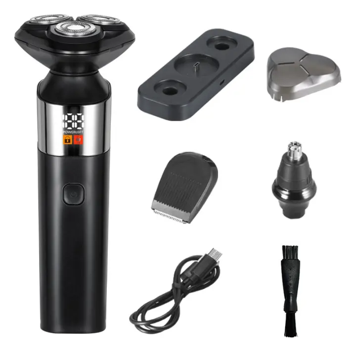Nueva afeitadora eléctrica tres en uno Traje de hombre, dispositivo para el pelo de la nariz, cuchillo de patillas, pantalla digital inteligente, impermeable para todo el cuerpo, regalo para novio y ancianos - 1