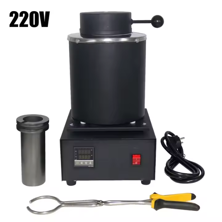 Horno de fusión de oro digital de 2KG/3KG 1400W 1150 ℃   con crisol de grafito y pantalla LED - Kit de fundición de joyería para oro, plata, cobre y aluminio - 1