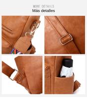Mochila de Cuero Suave PU para Mujer Impermeable Multibolsillos Ideal para Trabajo, Escuela y Viaje - details 0