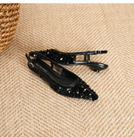 Zapatos de tacón bajo puntiagudos con lentejuelas plateadas - details 24