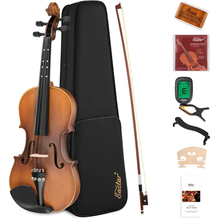 Violín 4/4 con punto de aprendizaje en placa de dedo con incrustaciones, mate - 1