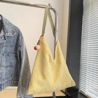 Bolso de hombro elegante de verano con patrón de rayas, bolso tejido informal a la moda, correa no ajustable con colgante, bolsos de viaje para mujer - details 5