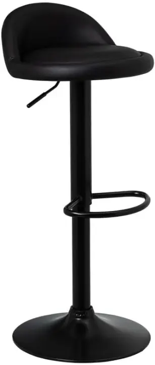Taburete de Cocina Giratorio en 360 ° , Silla de Bar Regulable en Altura de 72 a 92 cm, con Respaldo de Polipiel, Estructura Metal Negra y Reposapiés, Negro - 1