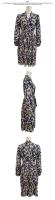 Elegante Vestido de Manga Larga con Estampado de Leopardo Cuello en V, Cintura Ajustada con Lazo, Falda Plisada 100% Poliéster - details 11