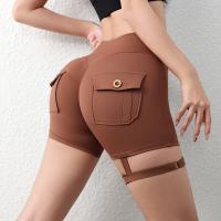 Nuevo entrenamiento Fitness entrenamiento cintura alta deportes sin costuras Yoga Biker pantalones cortos con bolsillo para mujeres - details 1