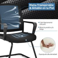 Silla de Conferencia, Silla de Reunión con Base Resistente Forma de Trineo, Sillas Cantilever Respaldo Ergonómico y Asiento Acolchado, Soporte Lumbar Regulable y Reposabrazos (estilo1, 1) - details 4