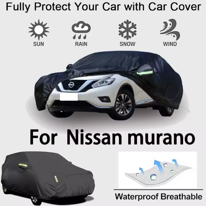 Cubierta completa para automóvil para Nissan Murano equipo de protección al aire libre a prueba de nieve, protector solar, accesorios para automóviles impermeables y a prueba de polvo-negro - 1