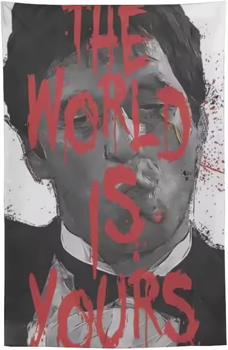 Scarface Tony Montana El mundo es tuyo 2 pintura tapiz impresiones artísticas de pared tapices colgantes dormitorio decoración moderna del hogar - 1