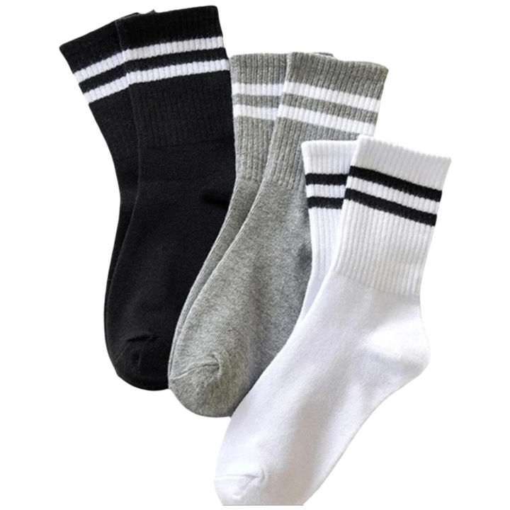 3 Pares De Calcetines De Correr Para Mujer De Punto De Lienzo Ligero Y Transpirable Con Barra Paralela Y Rayas Cuello Alto Para Deporte
