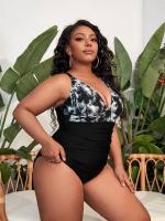 VigoJany Impreso 2025, Tirantes grandes de una pieza para mujer, traje de baño curvilíneo de talla grande con diseño sin espalda, ropa de playa - details 3