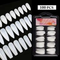 100 UNIDS/CA extensión natural de vacaciones ataúd transparente blanco diseño artístico punta de uña falsa ultra flexible totalmente cubierta - details 1