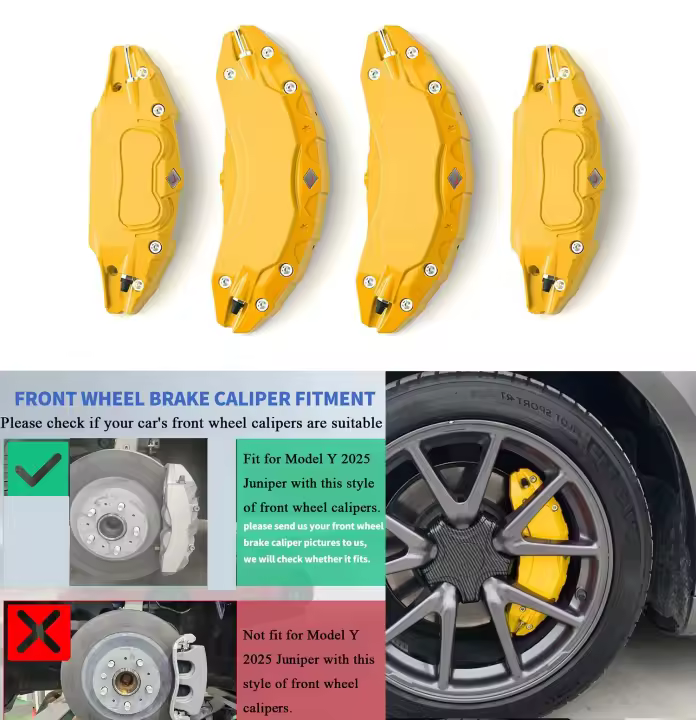 Nuevas cubiertas de pinza de freno para Tesla Model Y Juniper 2025 2026 Accesorios Juego de 4 con calcomanías (no para el modelo Y 2019-2024) - 1