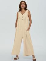 Pantalones sueltos de pierna recta, bolsillo de color sólido para mujer, casual, fresco, verano - details 3