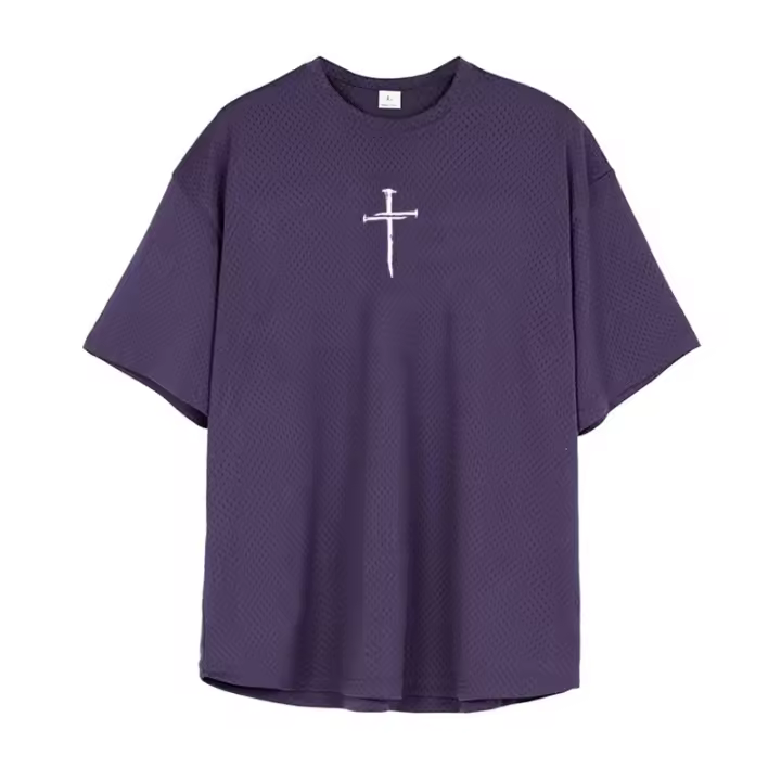 Camiseta holgada de media manga para hombre, ropa deportiva informal para gimnasio, culturismo, Fitness, malla de secado rápido, Verano - 1