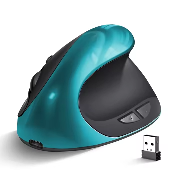 BTS-908-ratón vertical recargable inalámbrico, receptor ergonómico de 2,4G, USB 1600 DPI ajustable - 1