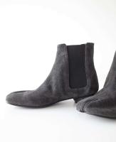 Nuevos botines elásticos con punta dividida, zapatos de mujer de tacón bajo de cuero de ante gris, con botas más grandes que Chelsea - details 0