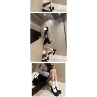 Primavera y otoño negro Mary Jane zapatos mujer cabeza redonda francesa tacón grueso con falda hebilla de una palabra y Mary Jane tacones altos - details 4