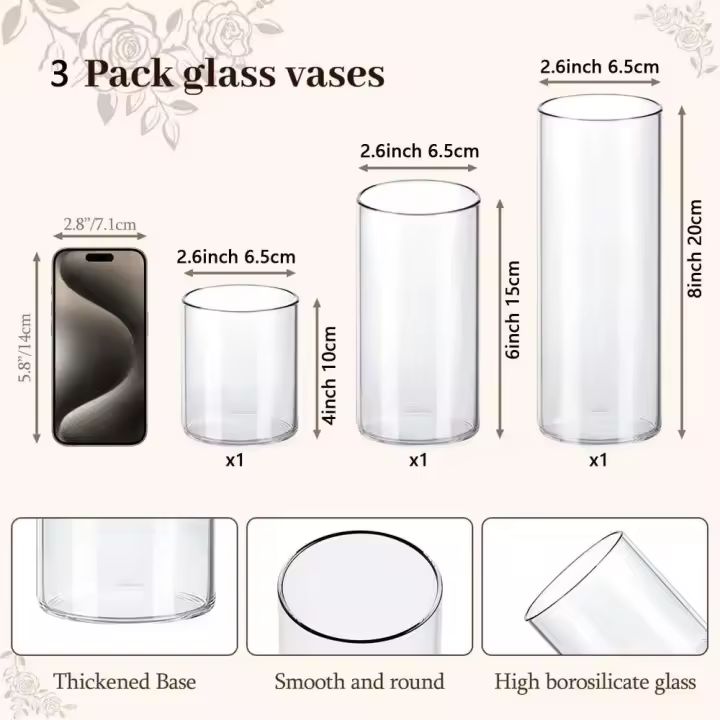 Cyder 4/6/8 pulgadas de alto para centros de mesa decoración de deshierbe, jarrones de vidrio transparente Hurricane - 1