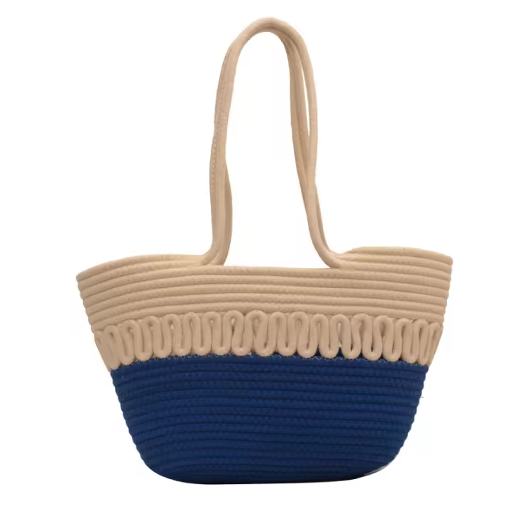 Bolso de mano de tejido de punto para mujer, bolsa de paja duradera de gran capacidad para la playa, bolso de hombro - 1