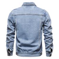 Chaquetas de Denim de Cuello Rico para Hombres Ajuste Delgado, Moda Motocicleta, Pendientes Casuales de Algodón, Negro y Azul - details 3