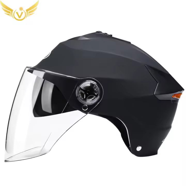 Casco de motocicleta con luces Led para hombre y mujer, accesorio para ciclomotor, Scooter eléctrico, con doble visera, recargable - 1