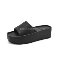 Nuevas zapatillas de plataforma de tacón inclinado romano con palabra Drag para mujer de alta calidad a la moda 2025, sandalias deslizantes con altura para niñas - details 2