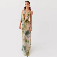 BUNO-Conjunto de 2 piezas con cuello oscilante para mujer, traje a juego con cuello Halter y espalda descubierta, falda con volantes de malla - details 10