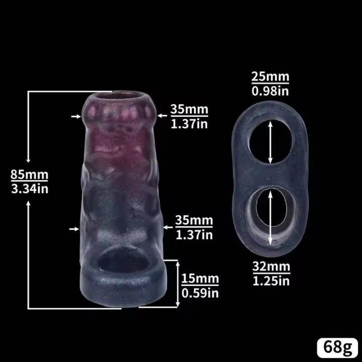 Empaque privado Sexy LICKER Función de eyaculación Funda de silicona de fantasía Extensor Funda para agrandamiento del pene Juguetes sexuales para hombres 18+ - 1