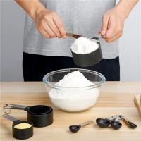 Tazas medidoras con cabezal de plástico, mango de acero inoxidable para medir ingredientes líquidos secos, cucharada precisa, 8 piezas por juego - details 5