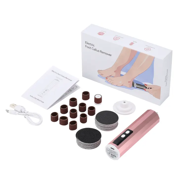 BIT Removedor de callos eléctrico, lima de pies profesional, máquina de pedicura, talón recargable, eliminación de piel muerta agrietada, papel de lija para pies, exfoliante - 1